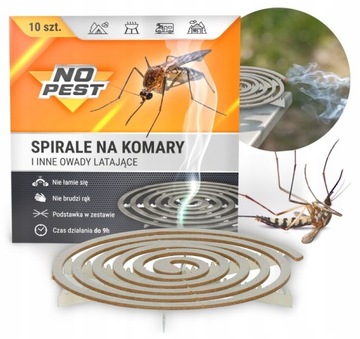 SPIRALE ŚRODEK ODSTRASZACZ NA KOMARY MUCHY MESZKI OSY NO PEST (10 SZT)