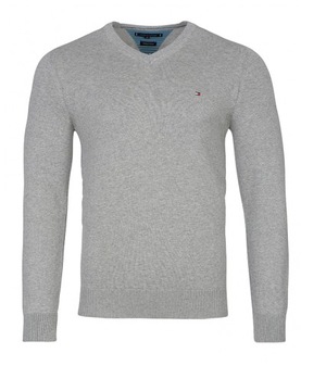 Tommy Hilfiger sweter szary serek/dekolt V rozmiar XL