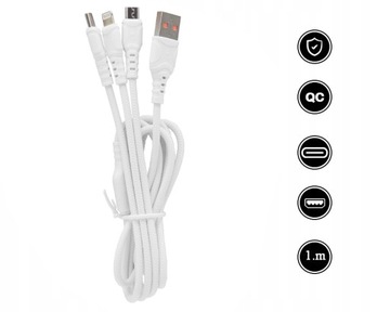 USB-КАБЕЛЬ ДЛЯ ЗАРЯДКИ 3 В 1 USB TYPE C И TYPE C И MICRO USB iPHONE LIGHTNING