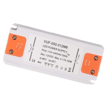 Sterownik zasilacza LED Slim LED 50W 4,2A DC 12V, napięcie znamionowe:
