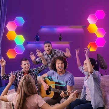 НАБОР СВЕТОДИОДНЫХ ЛАМП ЦВЕТНАЯ 6X ШЕСТИГРАННАЯ ПАНЕЛЬ WIFI SMART С ПУЛЬТОМ ДИСТАНЦИОННОГО УПРАВЛЕНИЯ