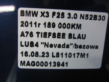 BMW X3 F25 X4 F26 BLATNÍK PRAVÝ PŘEDNÍ A76 7267324