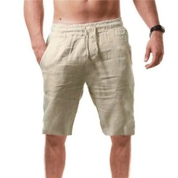 2023 New Men's Cotton Linen Shorts Pants Male Summ