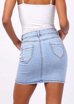 P105 JEANSOWA MINI SPÓDNICA KLASYCZNA ELASTYCZNA JEANS damska lato 34 XS