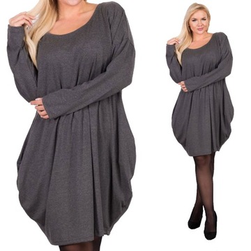SUKIENKA BOMBKA ADDAMS MIŁA DZIANINA LUŹNA KIESZENIE BAWEŁNA DUŻY SIZE 506