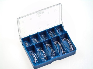 ZESTAW HACZYKÓW Z OCZKIEM150szt ORGANIZER+WIĄZARKA