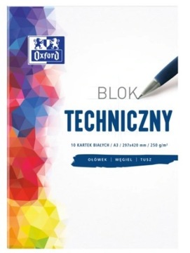 BLOK TECHNICZNY OXFORD A3 10 Kartek 250G BIAŁY