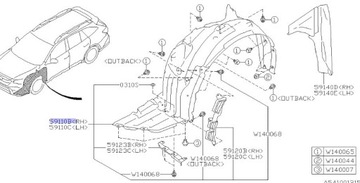 PODBĚH PRAVÝ PŘEDNÍ SUBARU OUTBACK USA 2019-2022 ORIGINÁLNÍ