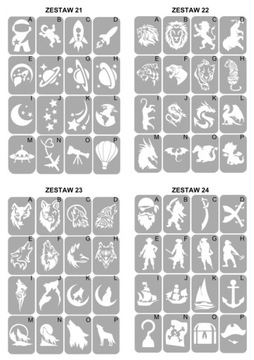 Трафареты для тату с блестками - микс 50 шт.