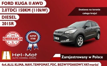 Ford Kuga II SUV 2.0 TDCi 150KM 2015 Ford Kuga AWD, 2.0TDCi 150KM, Klima, Alu, Zarejestrowany w PL, VAT-marza, zdjęcie 2