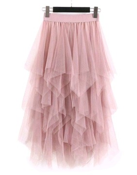 ЮБКА Из ТЮЛЯ, рюши, макси-шифон, ЧЕРНЫЙ