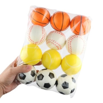 12x PIŁKA PIANKOWA SPORT KOLOROWA ZABAWKA ANTYSTRESOWA LEKKA MIĘKKA 6cm