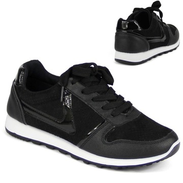 Lekkie adidasy 37/22,6cm czarne sneakersy lakier