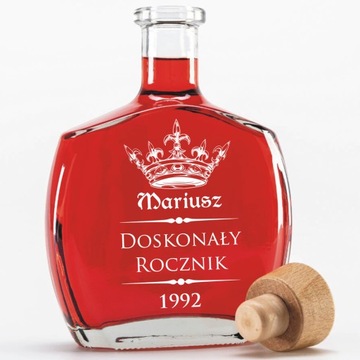 Karafka na brandy whisky nalewkę 500ml z GRAWEREM Prezent na Urodziny