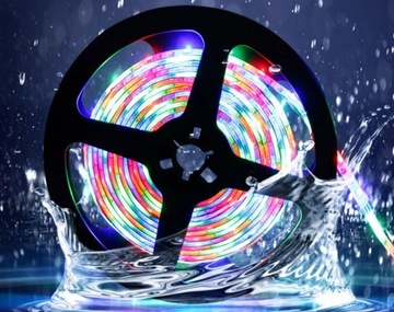 СВЕТОДИОДНАЯ ЛЕНТА SMD ВОДОНЕПРОНИЦАЕМАЯ 5M RGB ЦВЕТНАЯ + IP44 ПУЛЬТ ДИСТАНЦИОННОГО УПРАВЛЕНИЯ