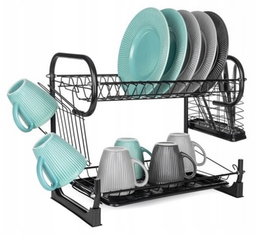 SUSZARKA DO NACZYŃ DWUPOZIOMOWA CZARNA