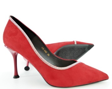 MOLO CZERWONE SZPILKI ZDOBIONE CYRKONIAMI R36