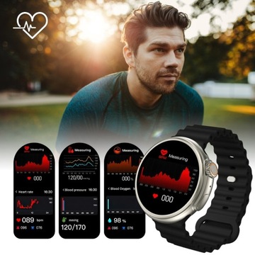 Смарт-часы Часы Металл AMOLED меню PL Вызовы ЭКГ Android iOS + 2 ремешка