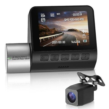 Rejestrator 4K mocowany do szyby auta+kamera tył