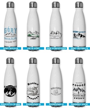 butelka termiczna - wzory podróż, góry