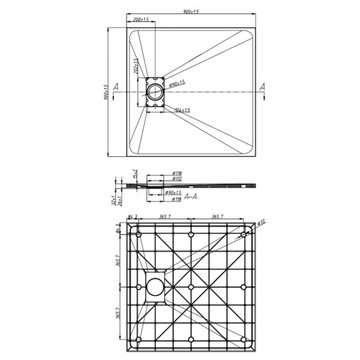 ДУШЕВОЙ ПОДДОН КВАДРАТНЫЙ КАМЕНЬ SLIM JUKO СЕРЫЙ 90x90 CM