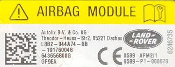 ULOŽENÍ VZDUCHOVÁ SPOLUJEZDCE LAND ROVER DEFENDER L663 2020 L8B2-044A74-BB