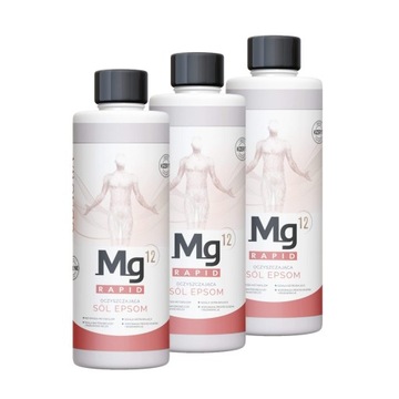 3x Sól Epsom w płynie Mg12 RAPID do kąpieli solanka naturalna kizeryt 3l