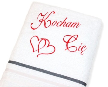 Ręcznik na Prezent WALENTYNKI DUŻY 70x140 gruby