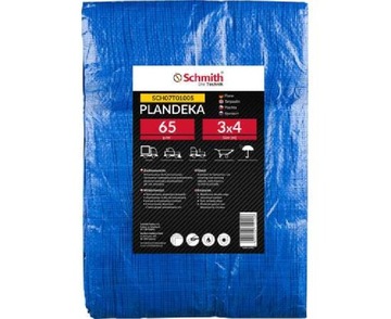 SCHMITH PLANDEKA 3X4M NIEBIESKA 65G WZMACNIANA OKRYCIE PŁACHTA OCHRONNA