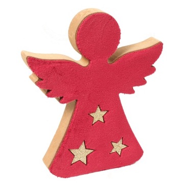 АНГЕЛ С БАРХАТОМ деревянная статуэтка, ПРАЗДНИЧНОЕ УКРАШЕНИЕ