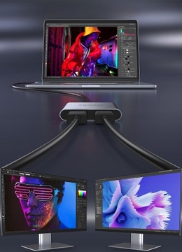 АДАПТЕР-ХАБ USB C HDMI USB PD АДАПТЕР РАЗДЕЛЯЕТ 1 РАЗЪЕМ -> 2 МОНИТОРА