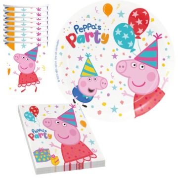 Набір Свинка Peppa Pig Тарілочки Стаканчики Серветки За ліцензією 8 os. 36 ел.