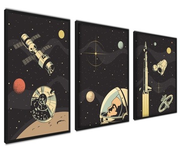 Plakaty Kosmos Księżyc Planety Astronauta + RAMKI