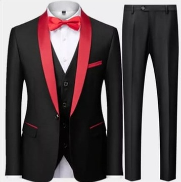 MD garnitur marynarka spodnie 4XL czarno czerwony