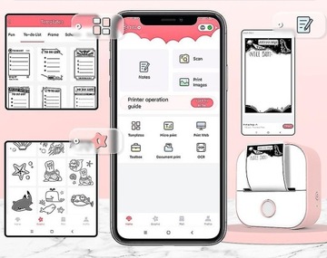 Мини-термопринтер Phomemo T02 для фотографий, заметок, этикеток, розовый