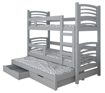 Łóżko piętrowe HUGO 3-osobowe + materace GRATIS
