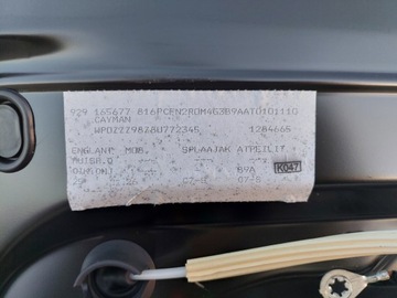 DVEŘE LEVÉ PŘEDNÍ SKLO (OKNO) KOMPLETNÍ PORSCHE CAYMAN S 987