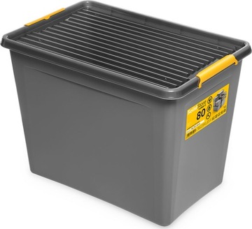 MOXOM - Pojemnik plastikowy - Skrzynka pokrywa kółka - SOLIDNE pudło - 80 L