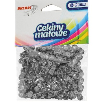 CEKINY MATOWE ozdobne kreatywne 6mm SZARE