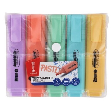 Zakreślacze MEMOBE, pastelowe, 5 kolorów w etui