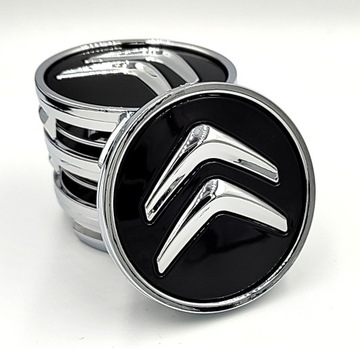 КРЫШКИ, НАКЛАДКИ, КОЛПАКИ CITROEN 60MM, комплект из 4 шт., ЧЕРНЫЕ