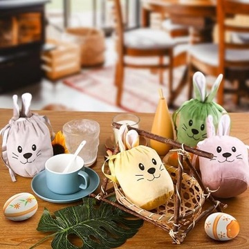 4 БАРХАТНЫХ ПАСХАЛЬНЫХ ПОДАРОЧНЫХ СУМКА ДЛЯ ОХОТЫ ЗАЯИЧНЫХ ЯИЦ