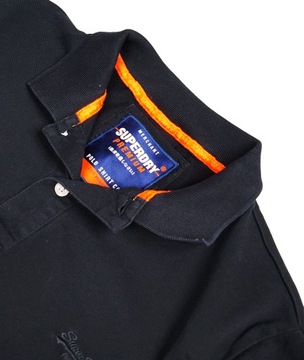 SUPERDRY SUPER FIRMOWA CZARNA KOSZULKA POLO - M