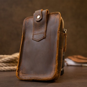 Винтажная элегантная коричневая поясная сумка 20419