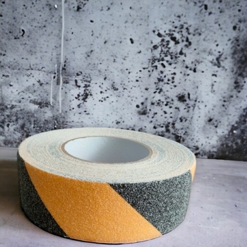 TAŚMA ANTYPOŚLIZGOWA żółto czarna 50/12m NA SCHODY zewnetrzna wew