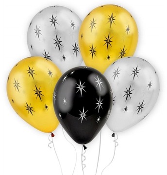 Balony w Gwiazdy na Sylwestra Nowy Rok Dekoracja Błyszczące 5 szt.