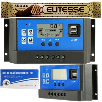 SOLARNY REGULATOR ŁADOWANIA PWM LCD USB 12/24V 10A Premium BEZPIECZNY!