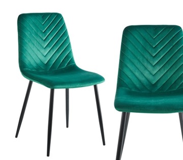 Zielone Krzesło WELUR Czarne NOGI Styl LOFT do SALONU GABINETU FURNITEX