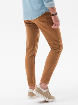 Jeansowe spodnie męskie bez przetarć SLIM FIT camel V10 OM-PADP-0148 XL