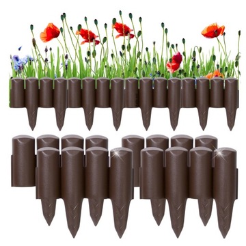 PALISADA Ogrodowa 100cm OBRZEŻE Ogrodowe PŁOTEK Plastikowy Ogrodowy UV BRĄZ